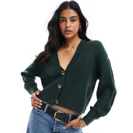 Only Gebreid vest in donkergroen