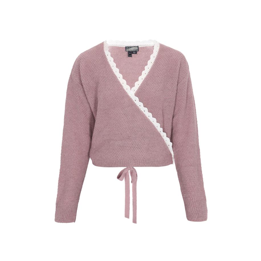 DreiMaster DreiMaster Vintage Gebreid vest oudroze / wit -