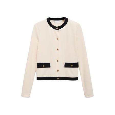 Mango MANGO Gebreid vest PERI beige / zwart