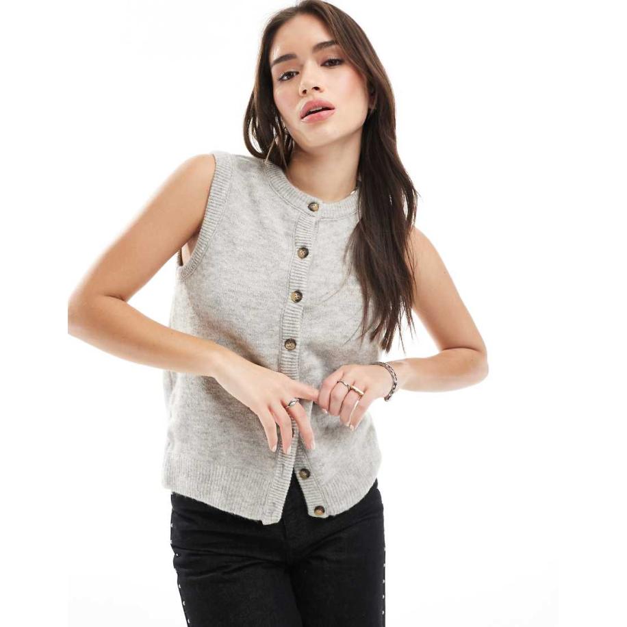 Stradivarius Gebreide vest zonder mouwen in grijs Grijs