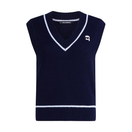 Karl Lagerfeld Karl Lagerfeld Gebreide bodywarmer nachtblauw / wit