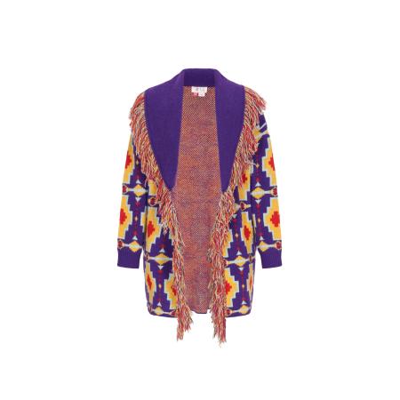 IZIA IZIA Gebreid vest lichtblauw / geel / lila / oranjerood