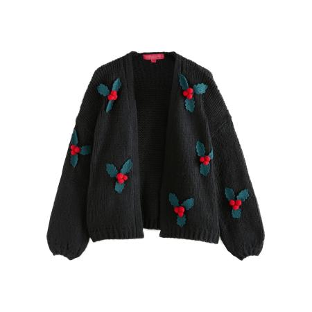 Next Next Gebreid vest petrol / knalrood / zwart