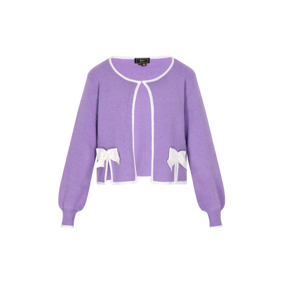 Faina faina Gebreid vest lavendel / wit -