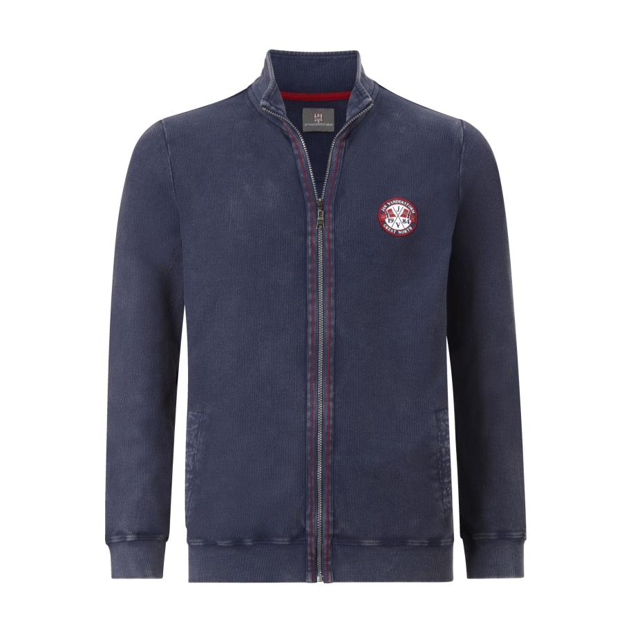 Jan Vanderstorm Sweatjacket donkerblauw, Effen Blauw