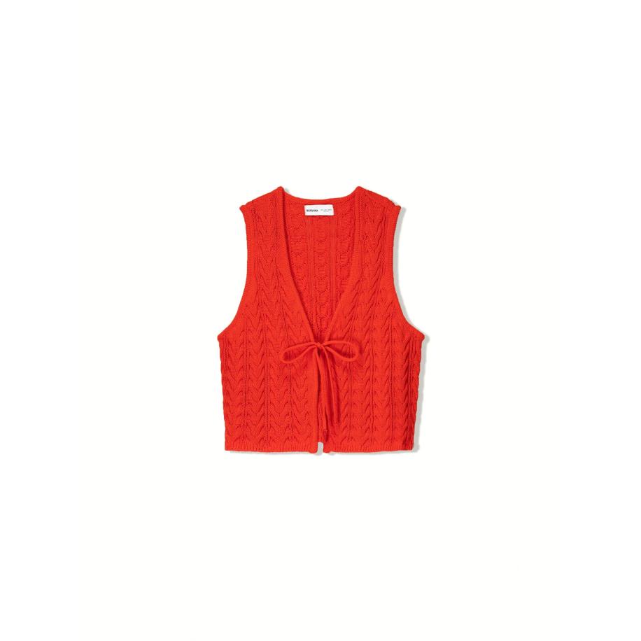 Bershka Bershka Gebreide bodywarmer oranjerood -