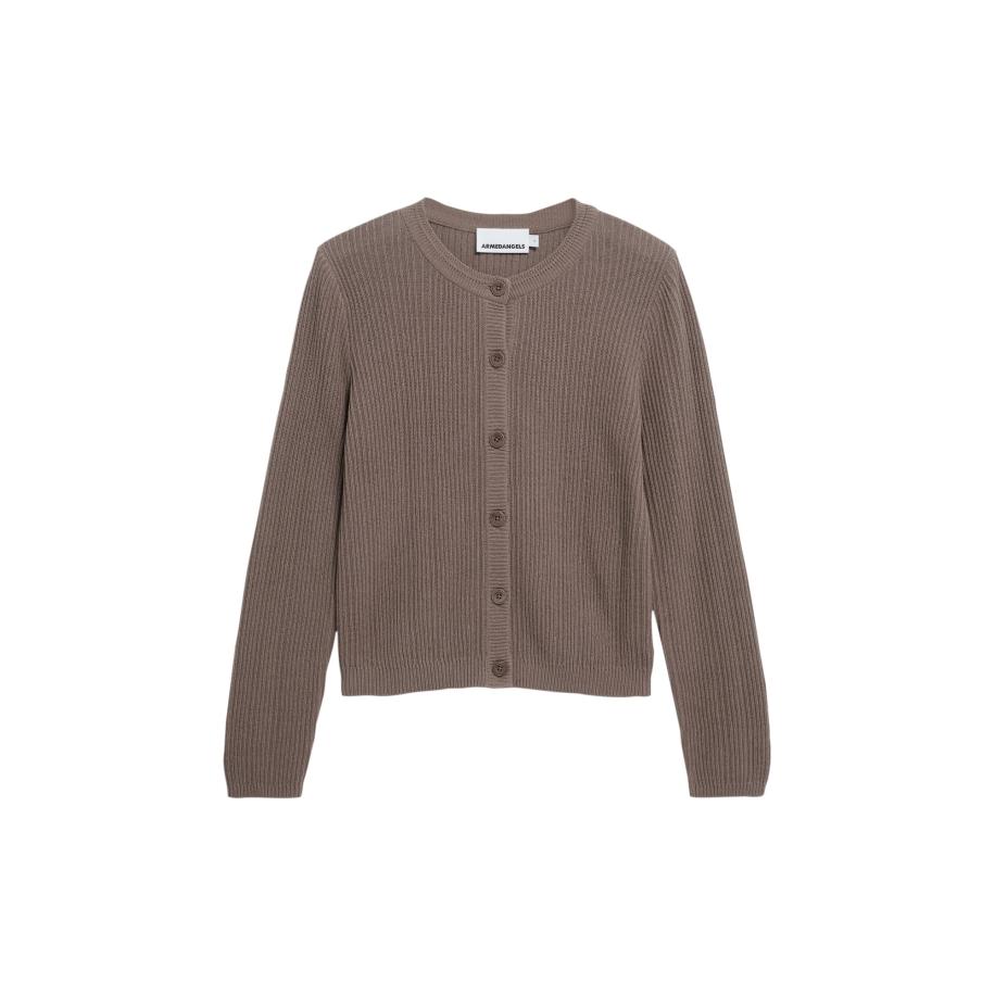 Armedangels ARMEDANGELS Gebreid vest Ricalaa Lino bruin -