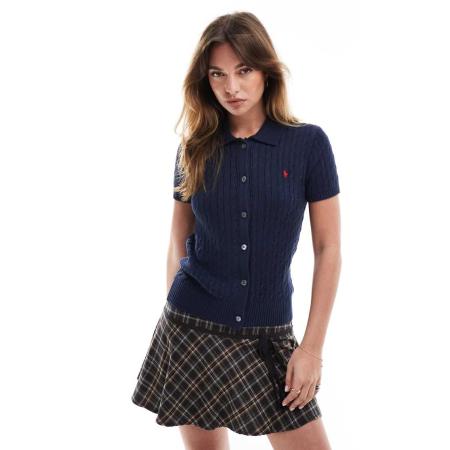 Polo Ralph Lauren Vestje met kraag en korte mouwen in marineblauw