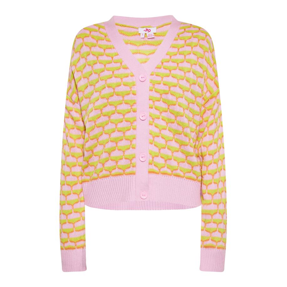 MYMO MYMO Gebreid vest limoen / donkeroranje / rosa -