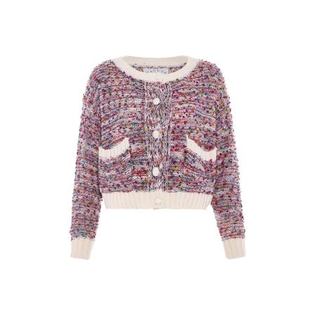 Tanuna Tanuna Gebreid vest lichtbeige / geel / groen / rood