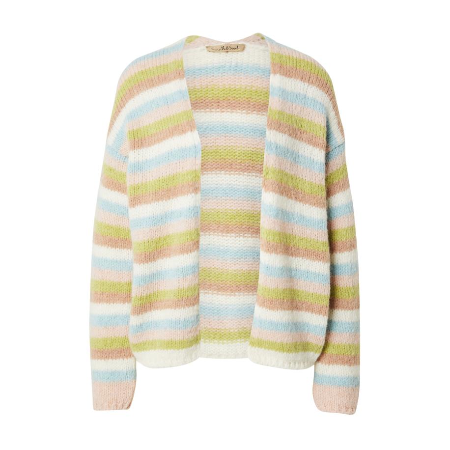 Smith & Soul Smith&Soul Gebreid vest lichtblauw / appel / rosa / wit -