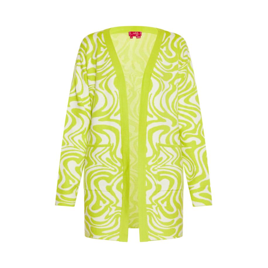 Swirly swirly Gebreid vest appel / wolwit -