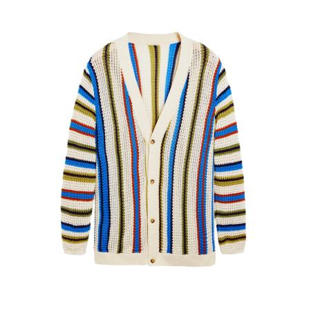 Desigual Desigual Gebreid vest blauw / olijfgroen / rood / wolwit