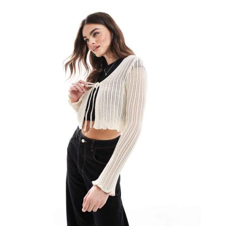 Cotton On Open gebreid vest in porseleinwit