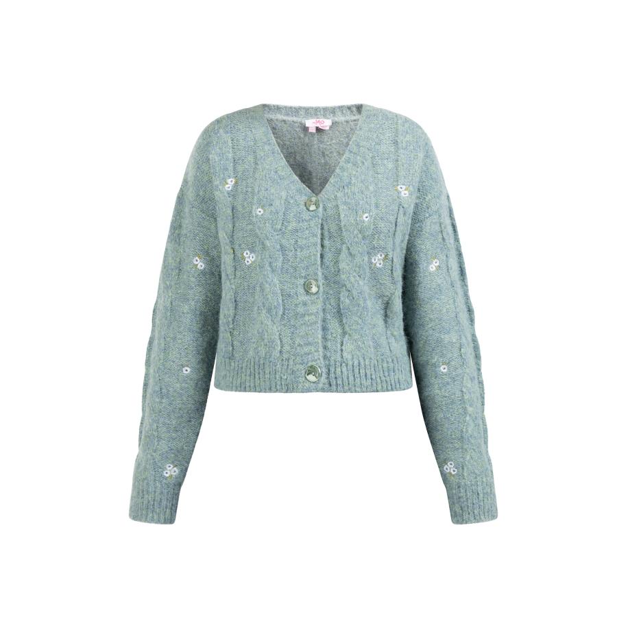MYMO MYMO Gebreid vest Blonda smoky blue / wit -