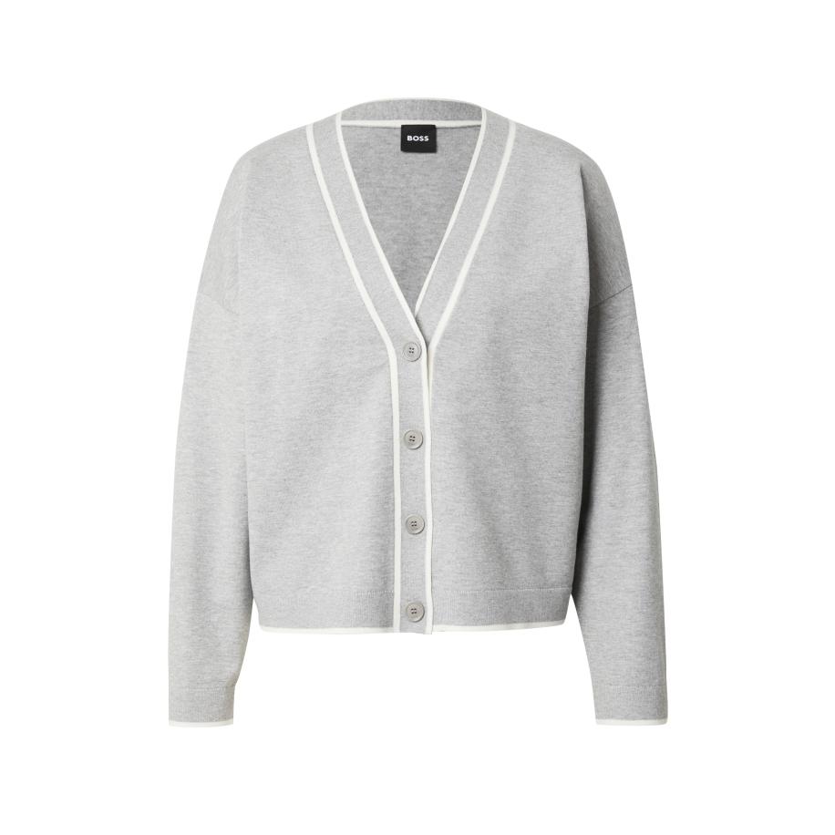 Hugo Boss BOSS Gebreid vest Flodina grijs gemêleerd / wit -