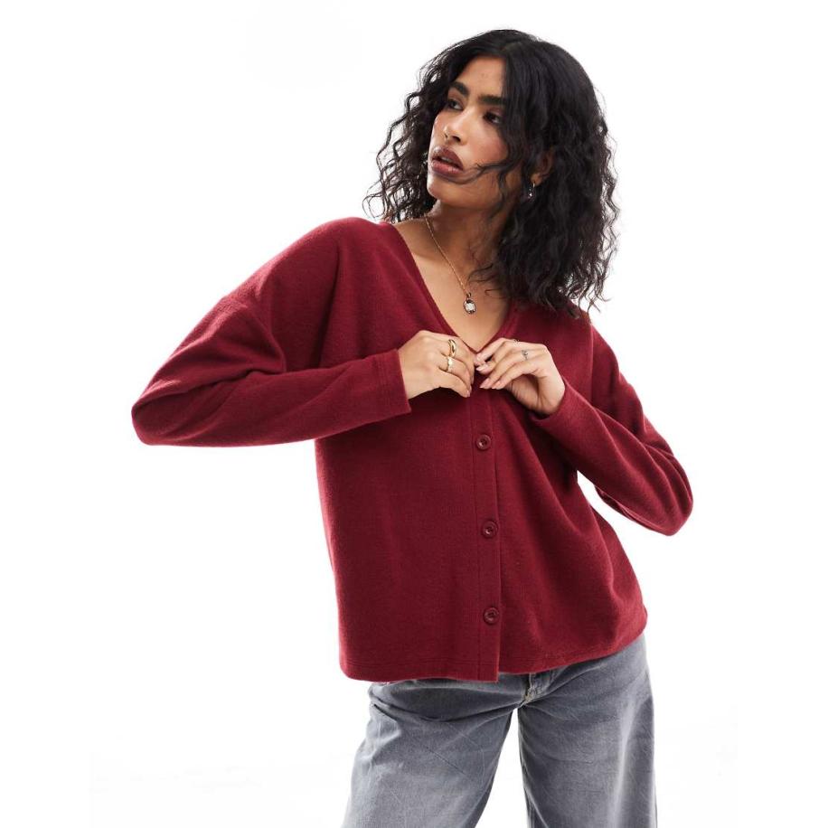 ASOS DESIGN Superzacht oversized recht vest in bordeauxrood Rood
