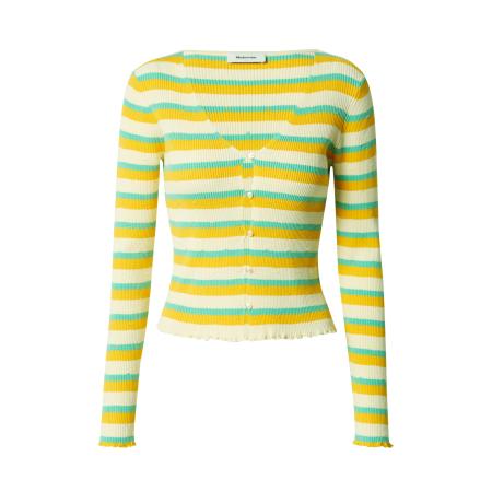 Modström modström Gebreid vest Doris goudgeel / jade groen / wit