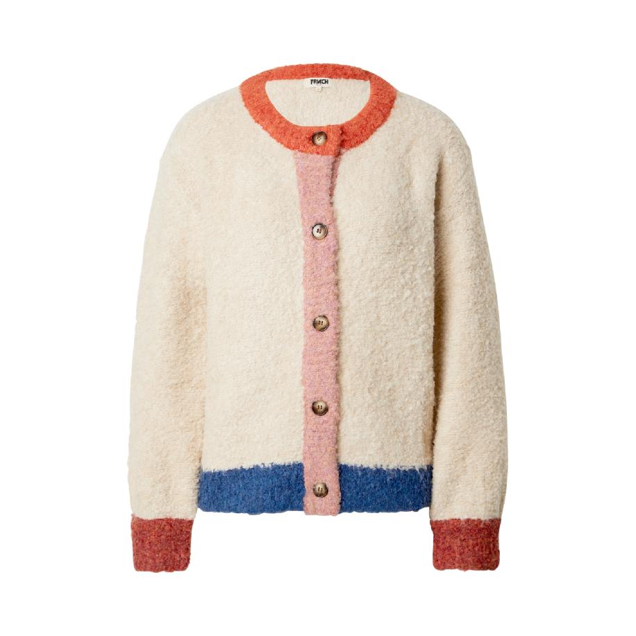 FRNCH PARIS FRNCH PARIS Gebreid vest crème / donkerblauw / donkeroranje / cranberry -