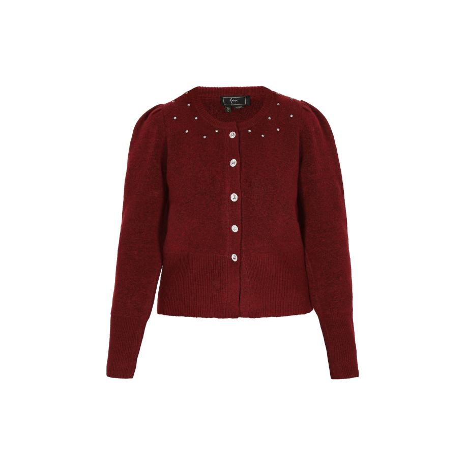 Faina faina Gebreid vest donkerrood -