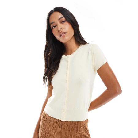 Stradivarius Gebreid vest met korte mouwen in geel