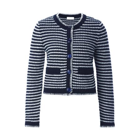 Rich & Royal Rich & Royal Gebreid vest donkerblauw / wit