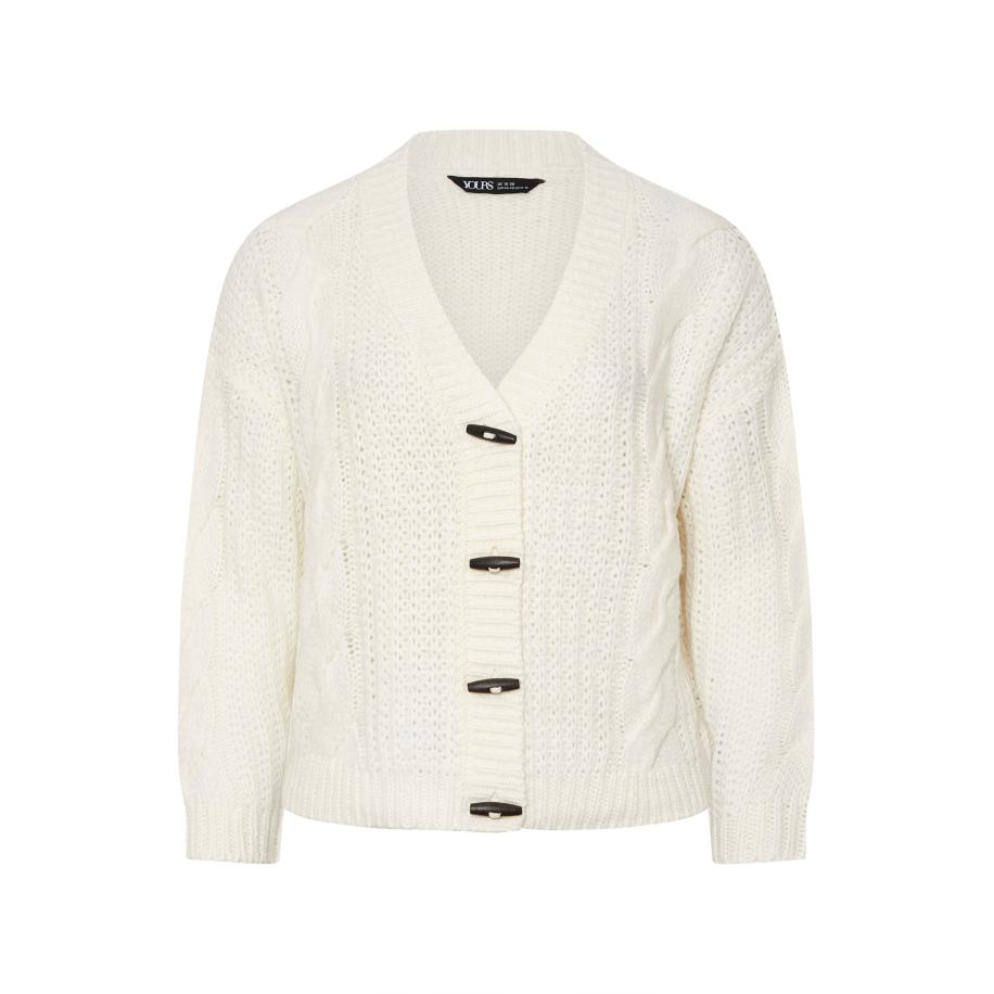 Yours Curve Ivoorwit Grof Gebreid Kabel Vest Size 50-52 Wit