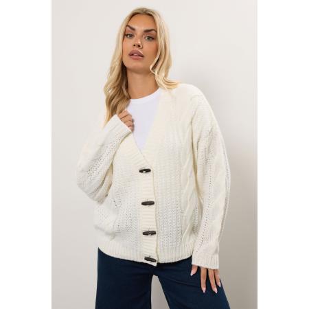 Yours Curve Ivoorwit Grof Gebreid Kabel Vest Size 50-52