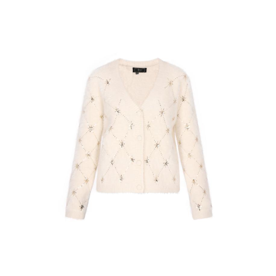 Faina faina Gebreid vest goud / wolwit -