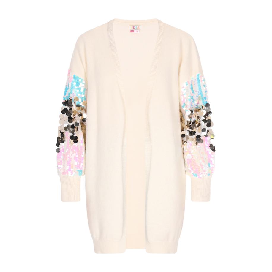 IZIA IZIA Gebreid vest lichtblauw / pink / rosa / wolwit -