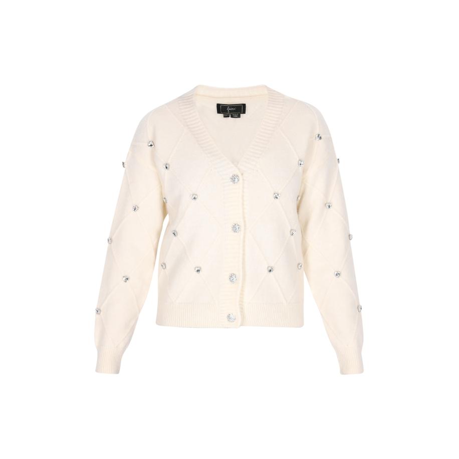 Faina faina Gebreid vest zilver / wolwit -