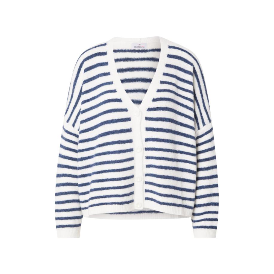 zwillingsherz Zwillingsherz Gebreid vest enziaan / wit -