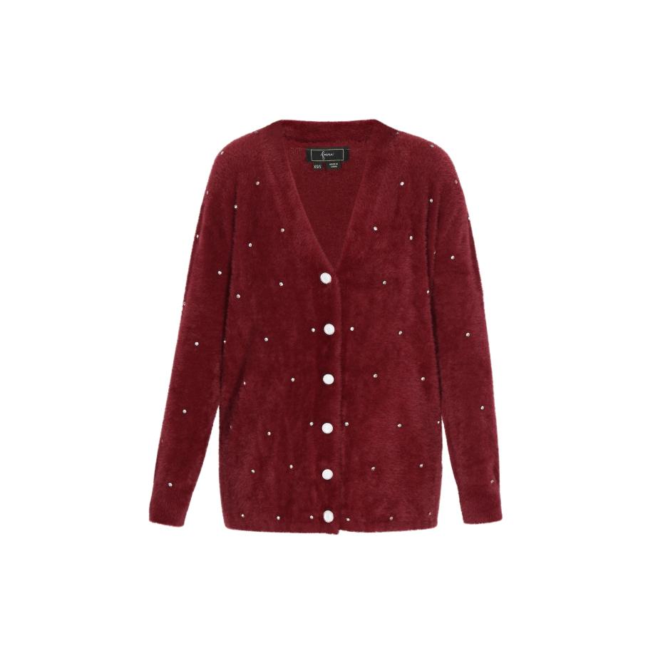 Faina faina Gebreid vest donkerrood -