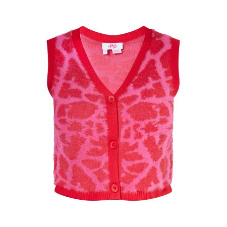 MYMO MYMO Gebreide bodywarmer donkerroze / vuurrood