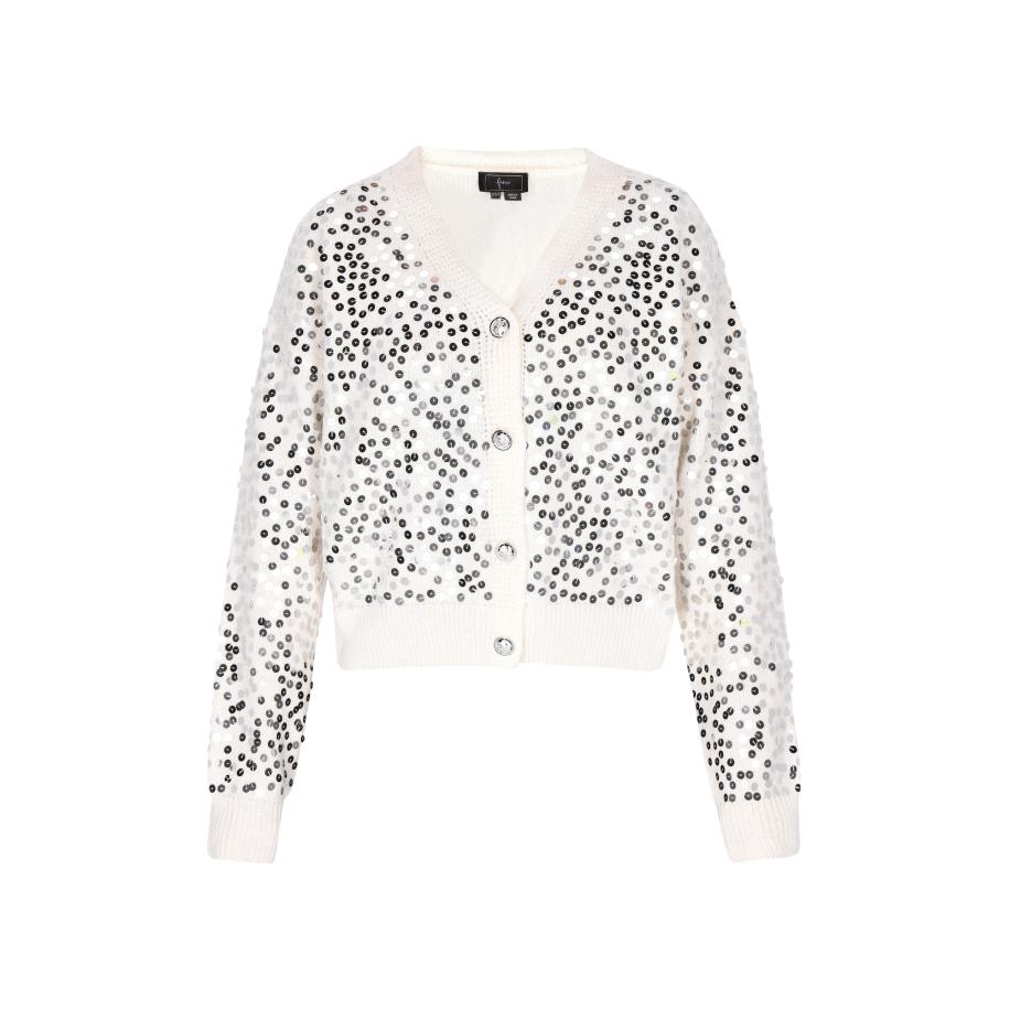 Faina faina Gebreid vest zilver / wit -