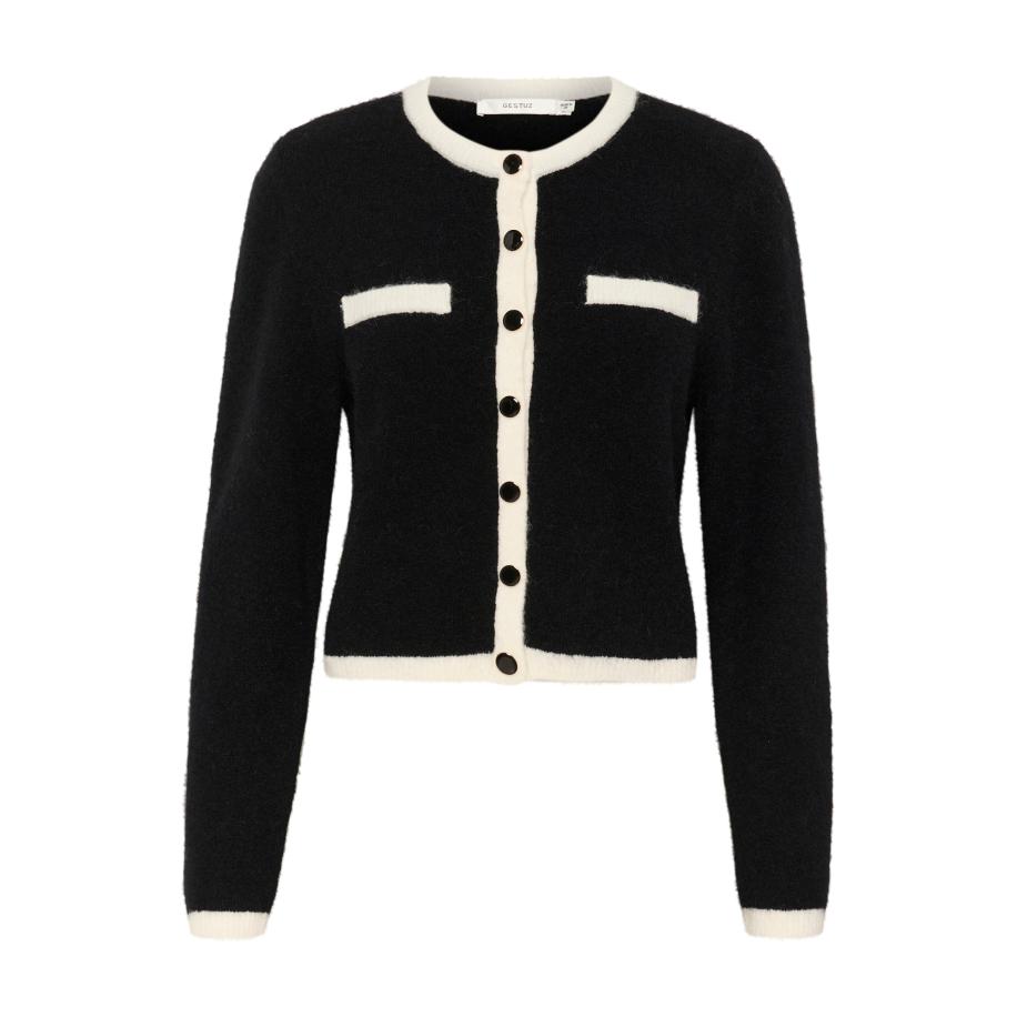 Gestuz Gestuz Gebreid vest GZAlpha ecru / zwart -