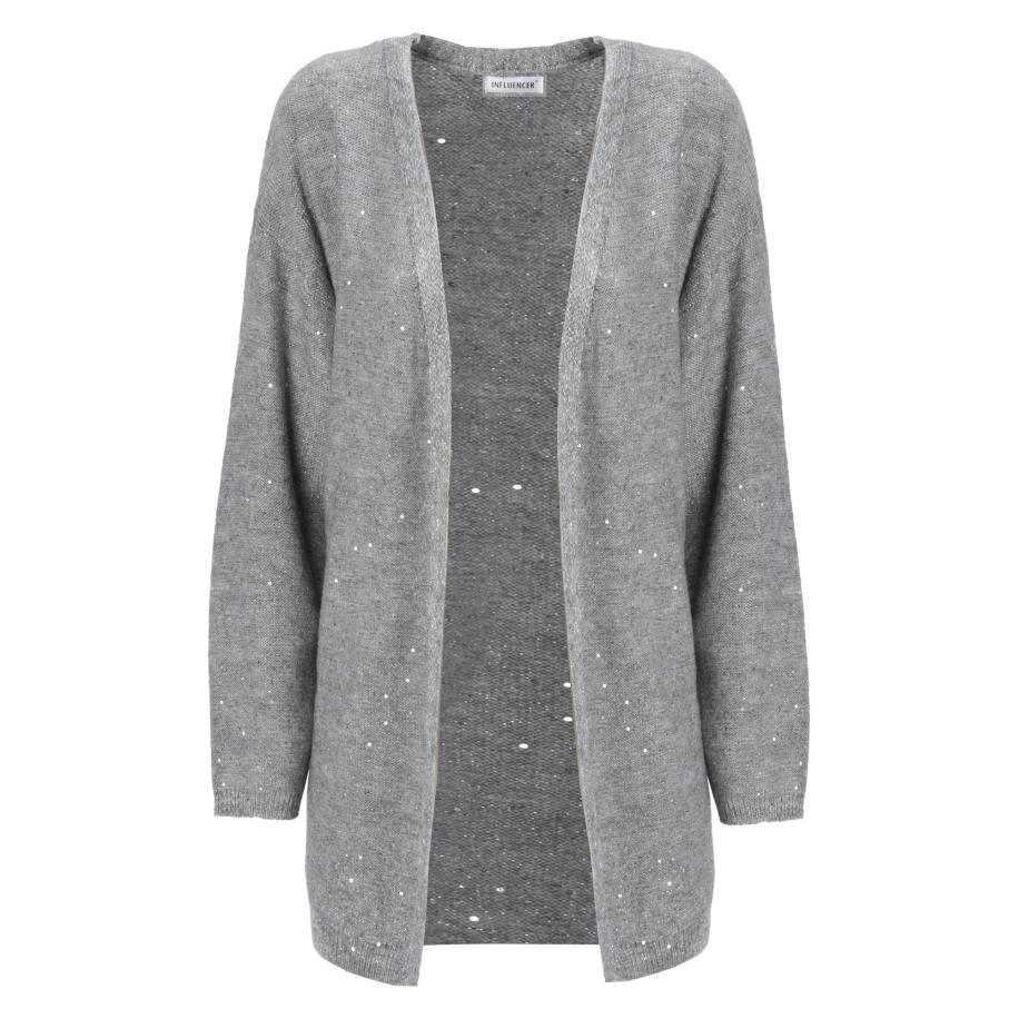Influencer Influencer Gebreid vest grijs -