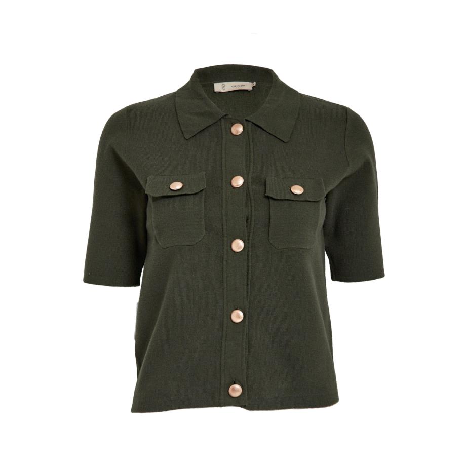 Peppercorn Peppercorn Gebreid vest Kaylee olijfgroen -