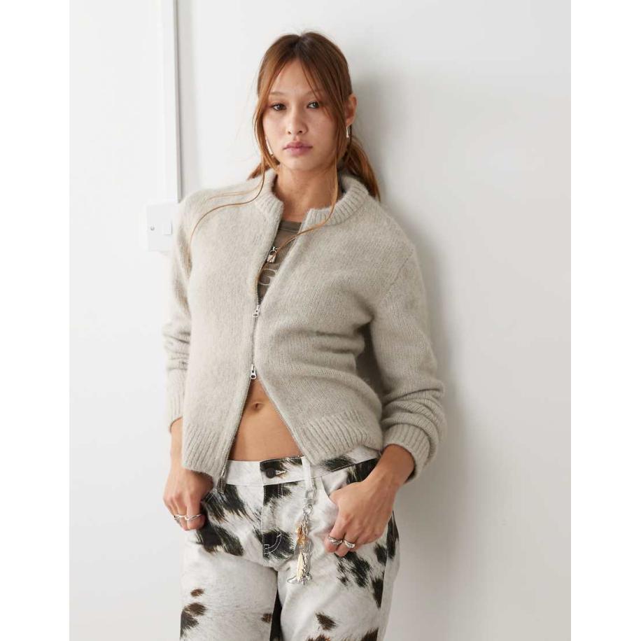 Weekday Odora Vest van wolmix met rits in beige-Neutraal Multicolor