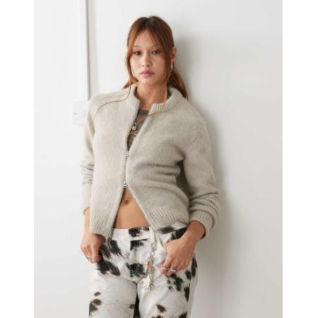 Weekday Odora Vest van wolmix met rits in beige-Neutraal