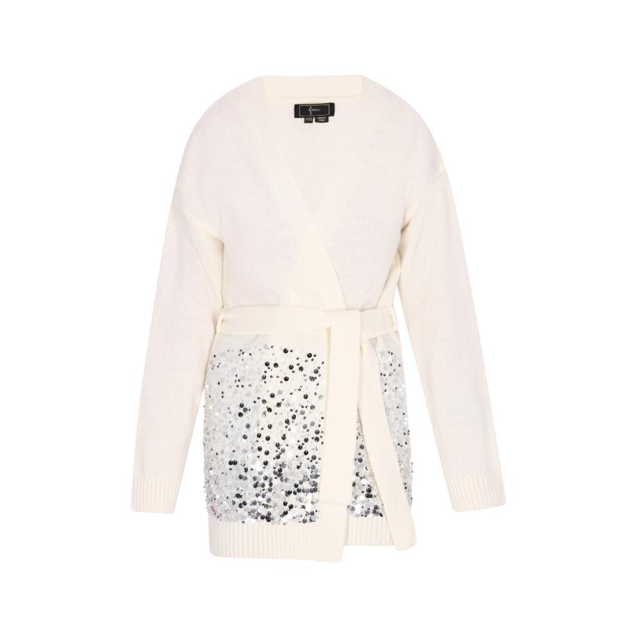 Faina faina Gebreid vest zilver / wolwit -