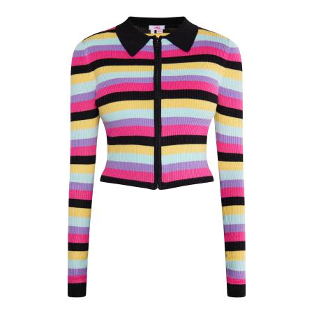 MYMO MYMO Gebreid vest Blonda lichtblauw / geel / pink / zwart