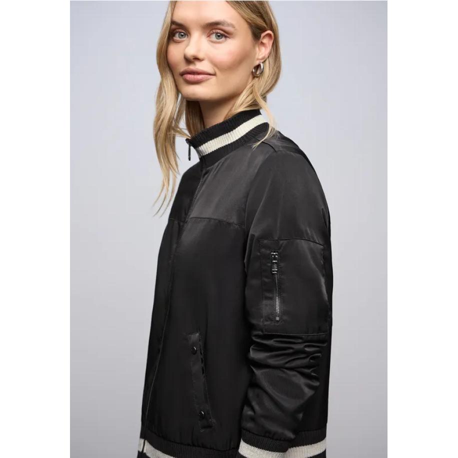 Street One Blouson met college details Zwart