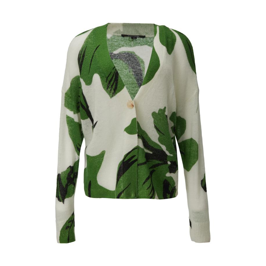 Comma COMMA Gebreid vest groen / wit -