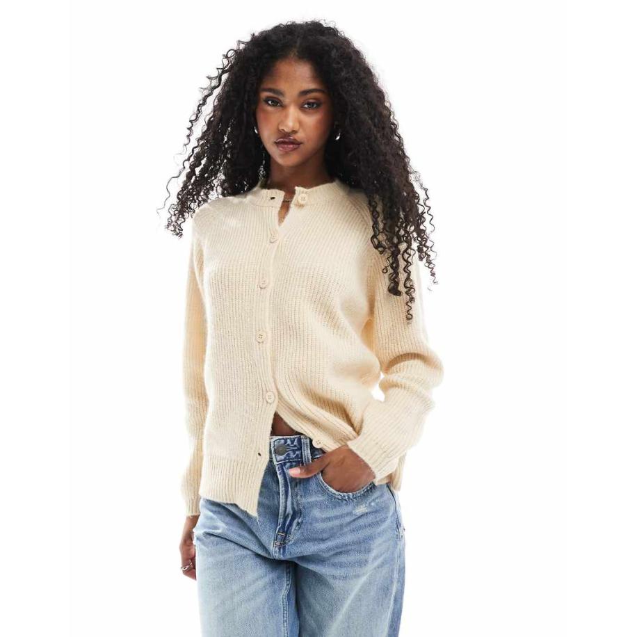 Miss Selfridge Gebreid vest met knopen in crème-Wit Wit