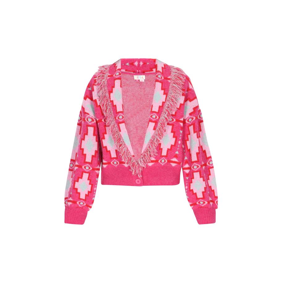IZIA IZIA Gebreid vest lichtblauw / pink / lichtroze / rood -