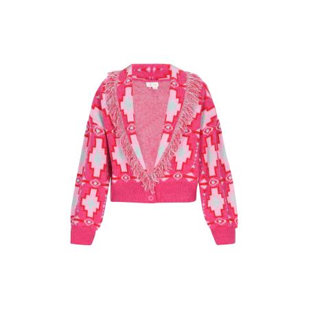 IZIA IZIA Gebreid vest lichtblauw / pink / lichtroze / rood