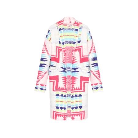 IZIA IZIA Gebreid vest lichtblauw / donkerblauw / neonroze / offwhite