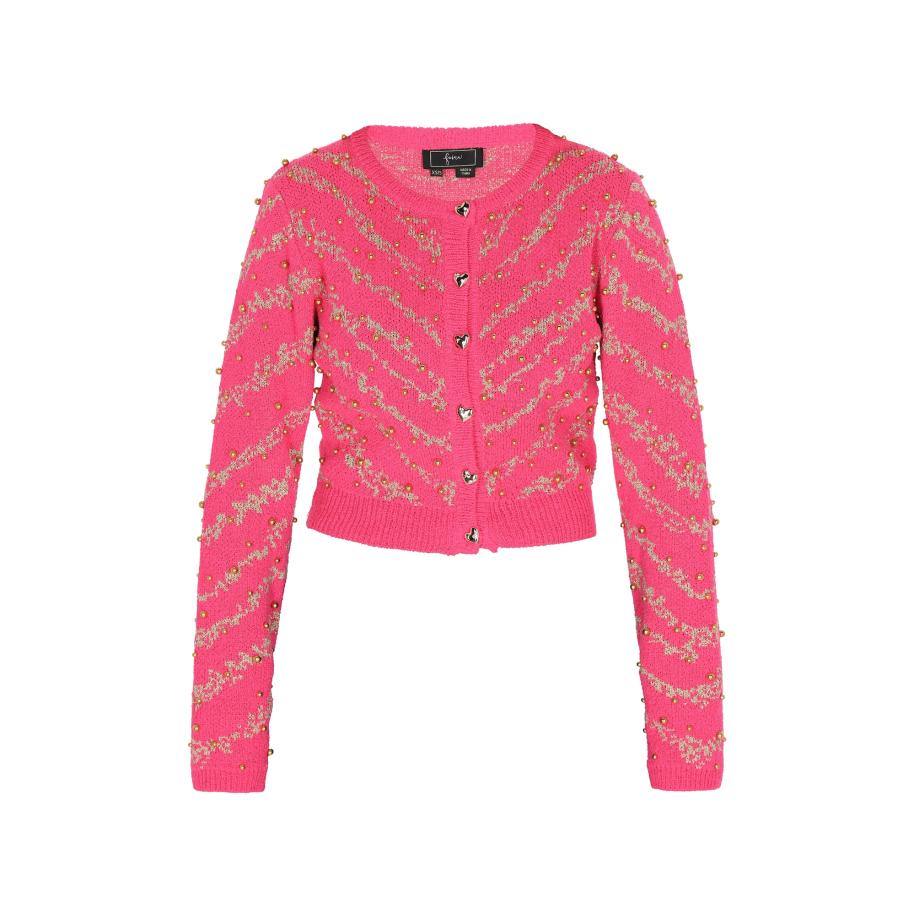 Faina faina Gebreid vest groen / pink / zilver -