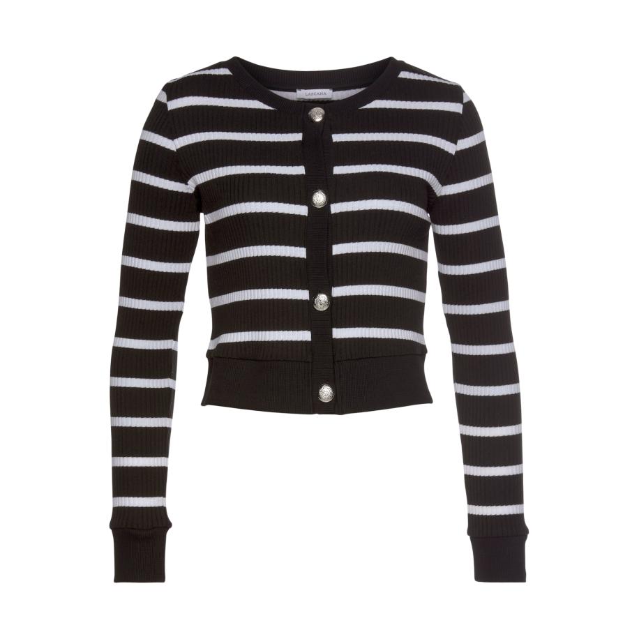 Lascana LASCANA Gebreid vest zwart / wit -